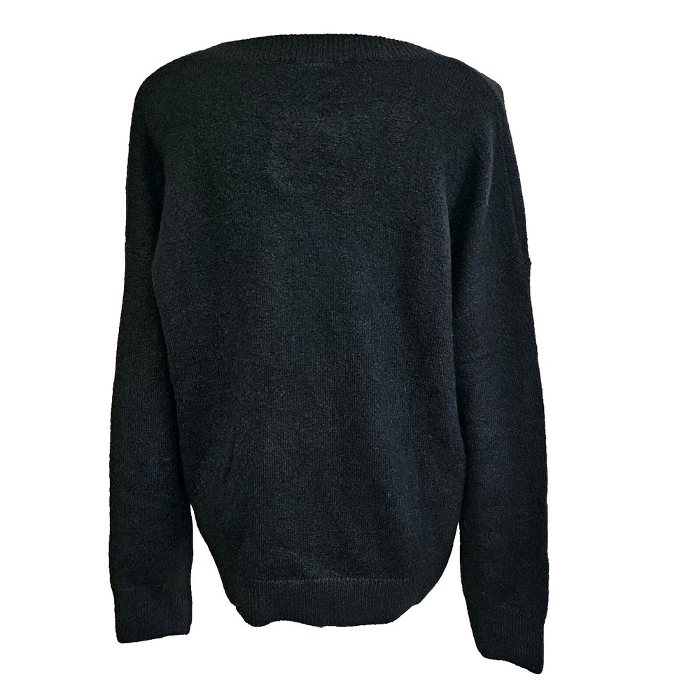 Gap Women's Lightweight Long Sleeve V-Neck Sweater Black Size M Minimalist Cozy - Picture 2 of 6